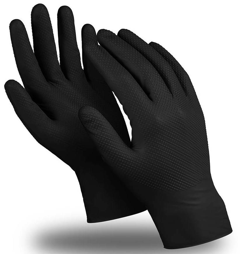 Перчатки ЭКСПЕРТ ТЕХНО (DG-025), нитрил, 0.20 мм, неопудренные, текстура, цвет черный