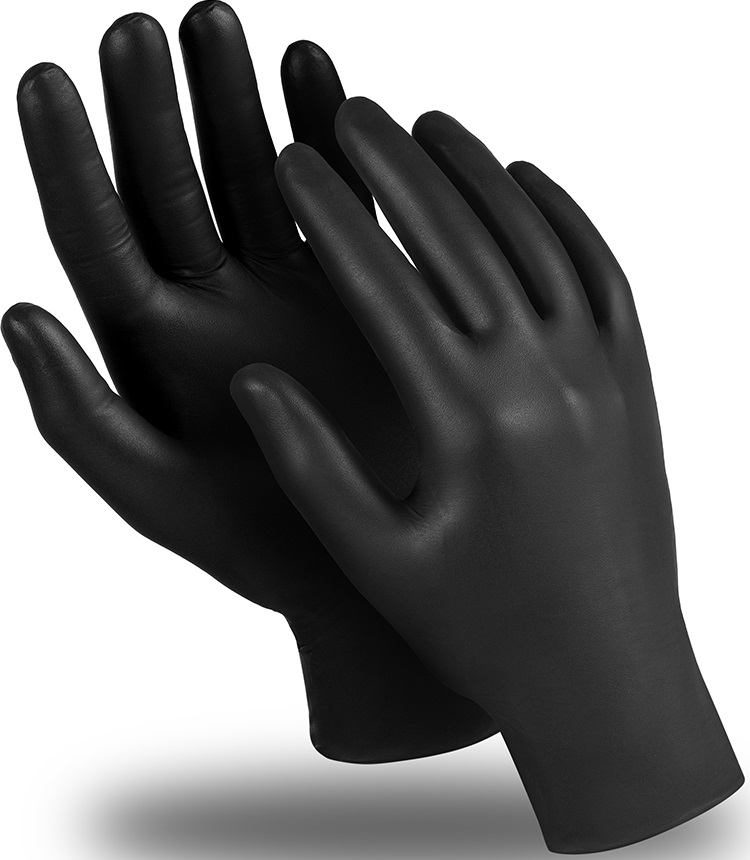 Перчатки ЭКСПЕРТ, (DG-023), нитрил 0.10 мм, черный, без пудры, текстура на пальцах