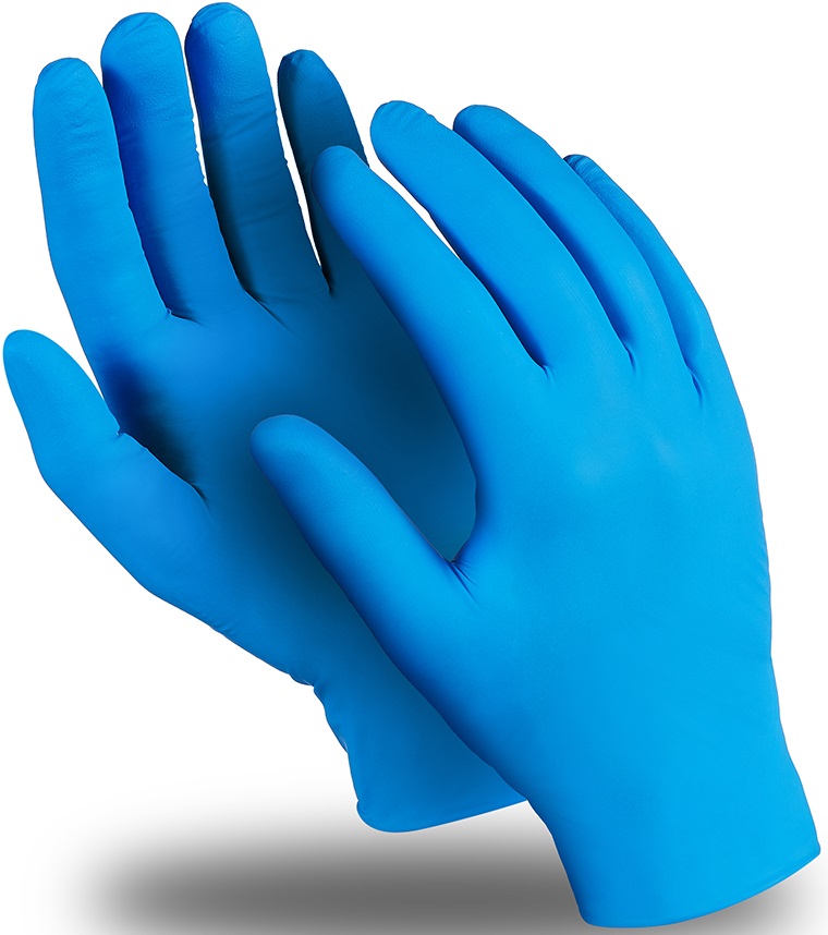 Перчатки ЭКСПЕРТ, (DG-022), нитрил 0.12 мм, синий, без пудры, текстура на пальцах