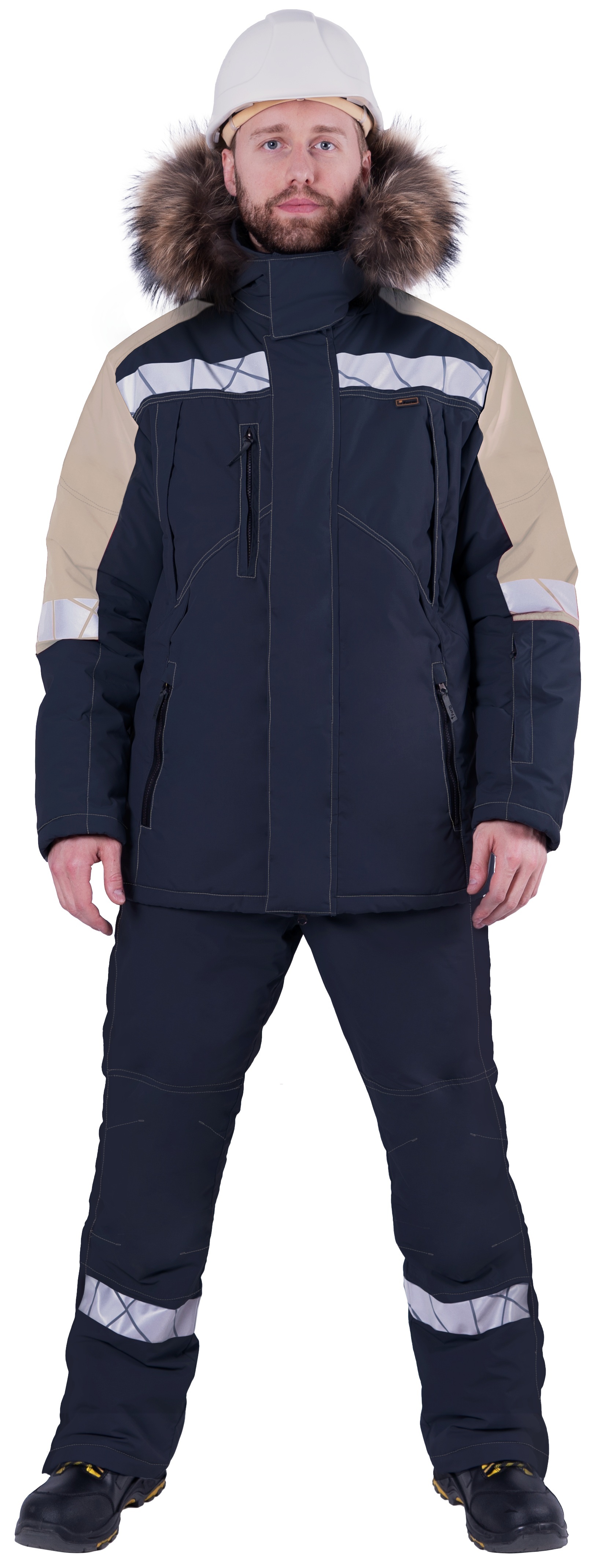 Куртка ХАЙ-ТЕК SAFETY утепленная, синий-бежевый