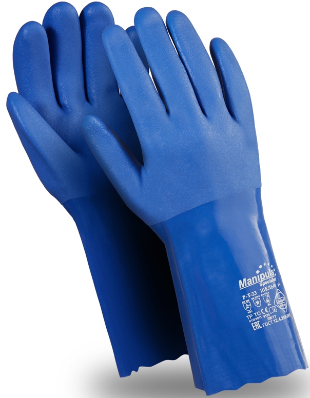 Перчатки ШЕЛЬФ (P-T-23), ПВХ, 1.9 мм, 300 мм, нейлон, цвет синий