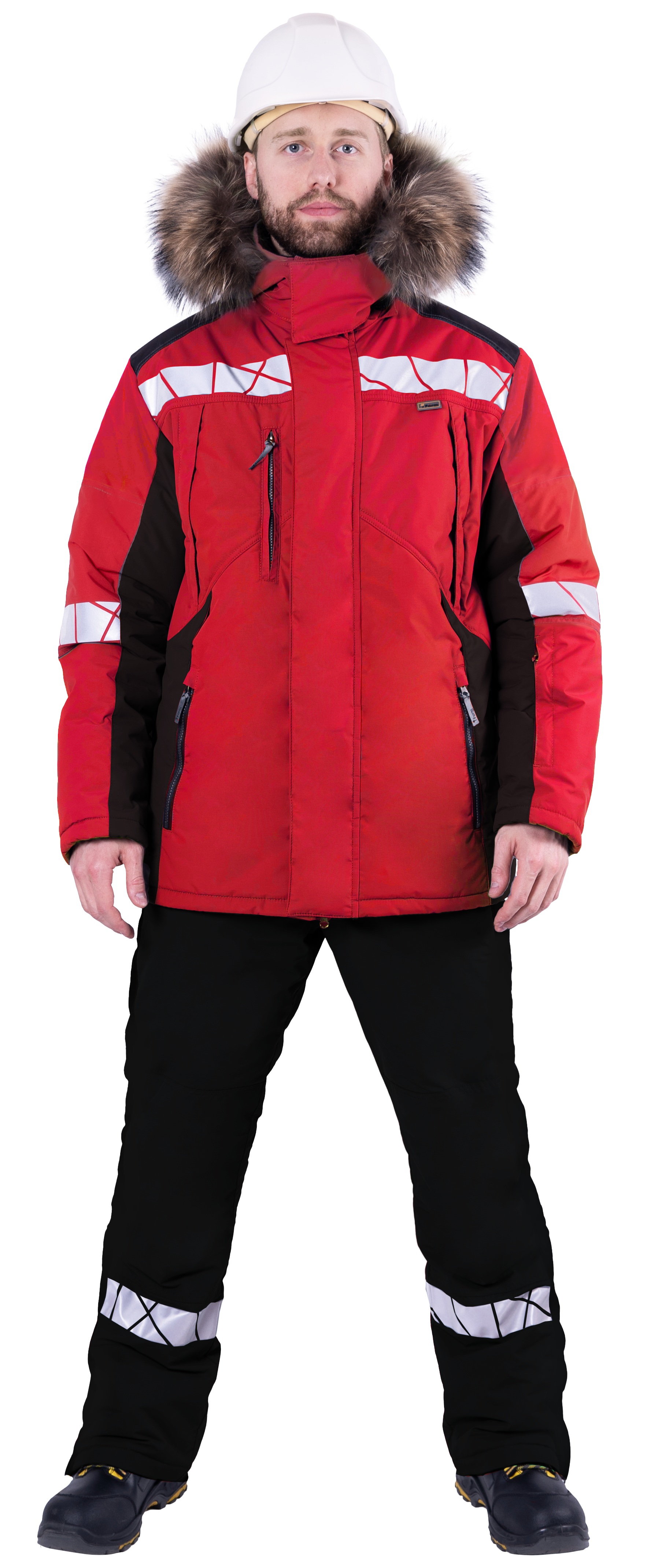 Куртка ХАЙ-ТЕК SAFETY утепленная, красный-черный