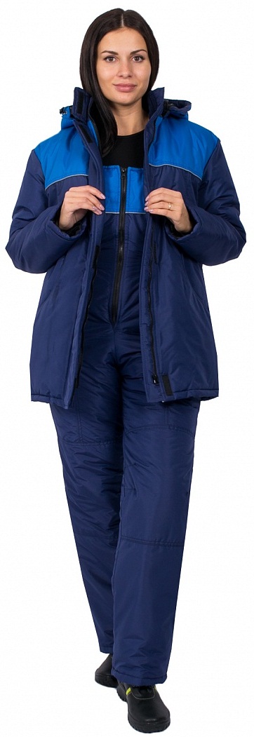 Куртка СНЕЖАНА утепленная женская, темно-синий/васильковый