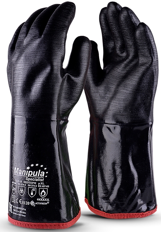 Перчатки НЕОТЕРМ, (TNP-18), джерси, неопрен сплошной, раструб,  до 250 °С, 350 мм, цвет черный