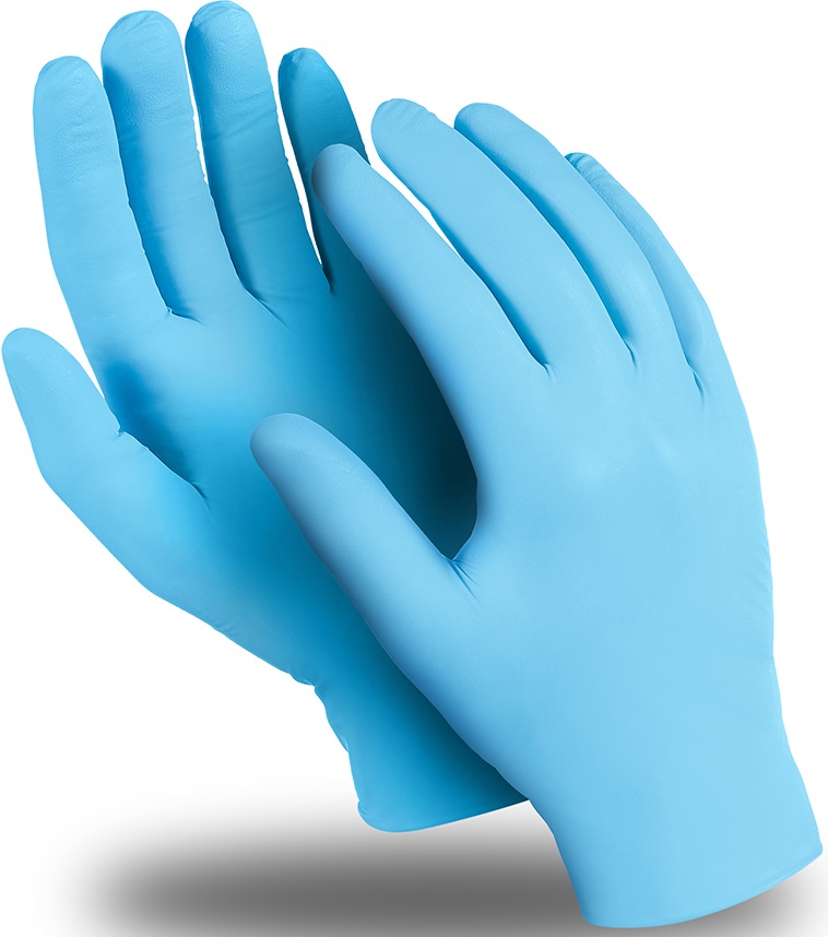 Перчатки ЭКСПЕРТ, (DG-021), нитрил 0.08 мм, голубой,без пудры, текстура на пальцах