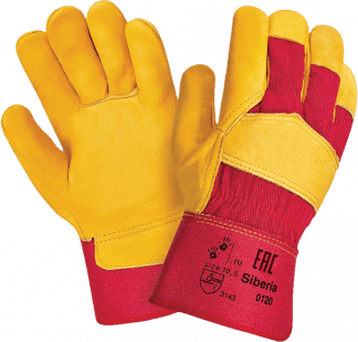 Перчатки СИБИРЬ К, (RL11/3501/3105/Трал К Люкс), кожа, х/б, жесткий манжет, подкладка