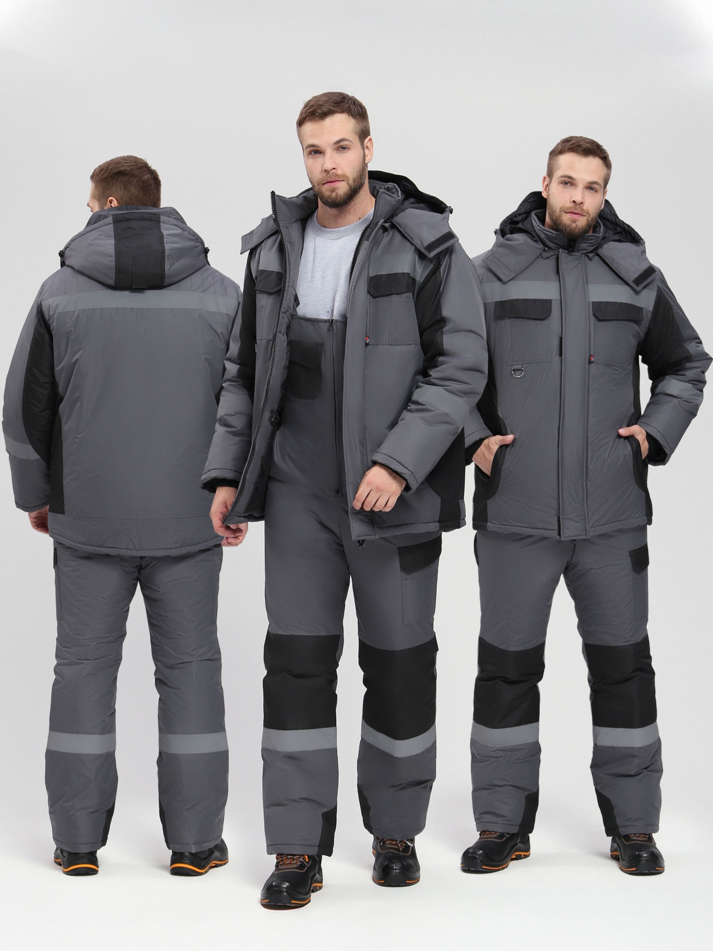 Костюм ВЕКТРОН-2 СОП утепленный, т.серый/черный