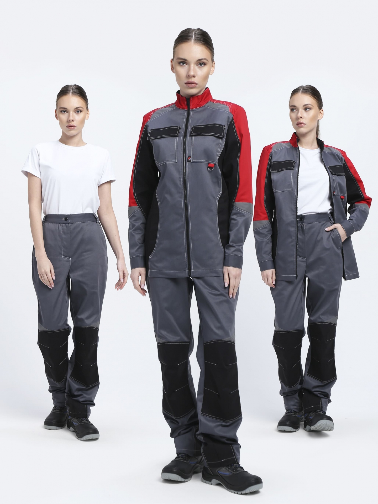 Костюм ФОРМУЛА-1 женский серый/красный/черный