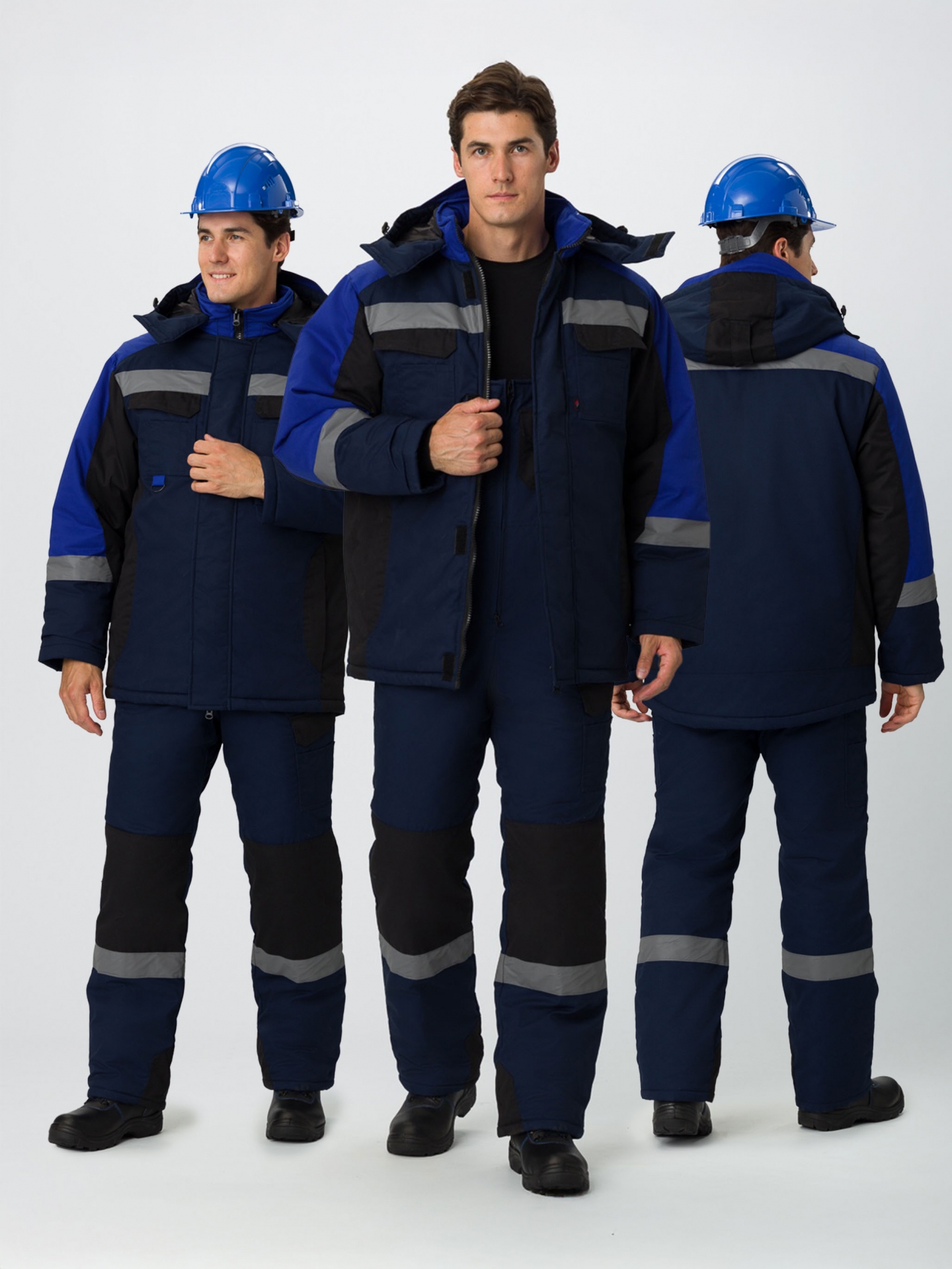 Костюм ВЕКТРОН-2 СОП утепленный, т.синий/черный/васильковый