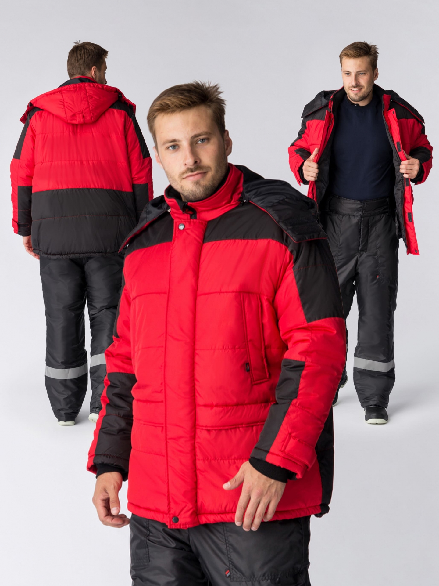 Куртка ЕВРОПА утепленная, красный/черный